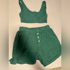 Green DONNI set bralette and shorts